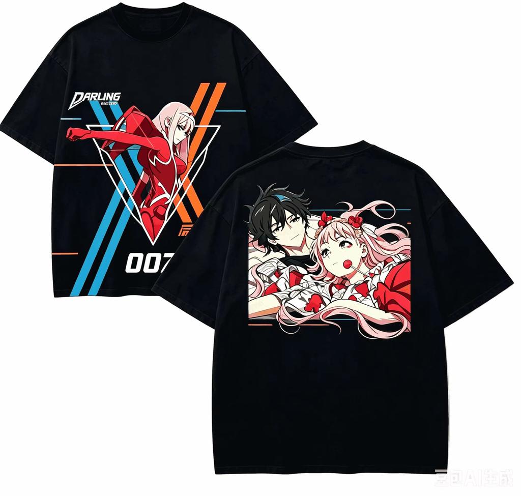 New Arrival Breathable Loose Harajuku Streetwear Unisex Anime T-shirt for DARLING in the FRANXX T-shirt