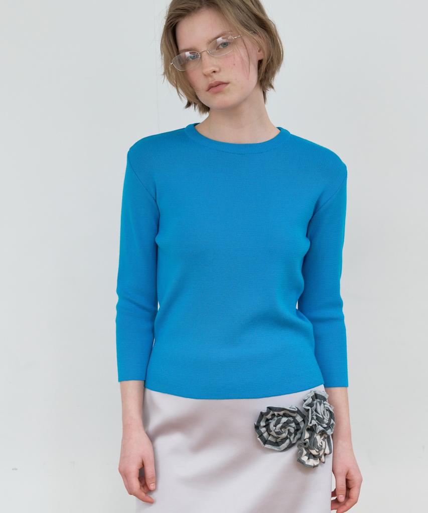 MA JOURNEE Basic 3/4 Sleeve Knit_Blue