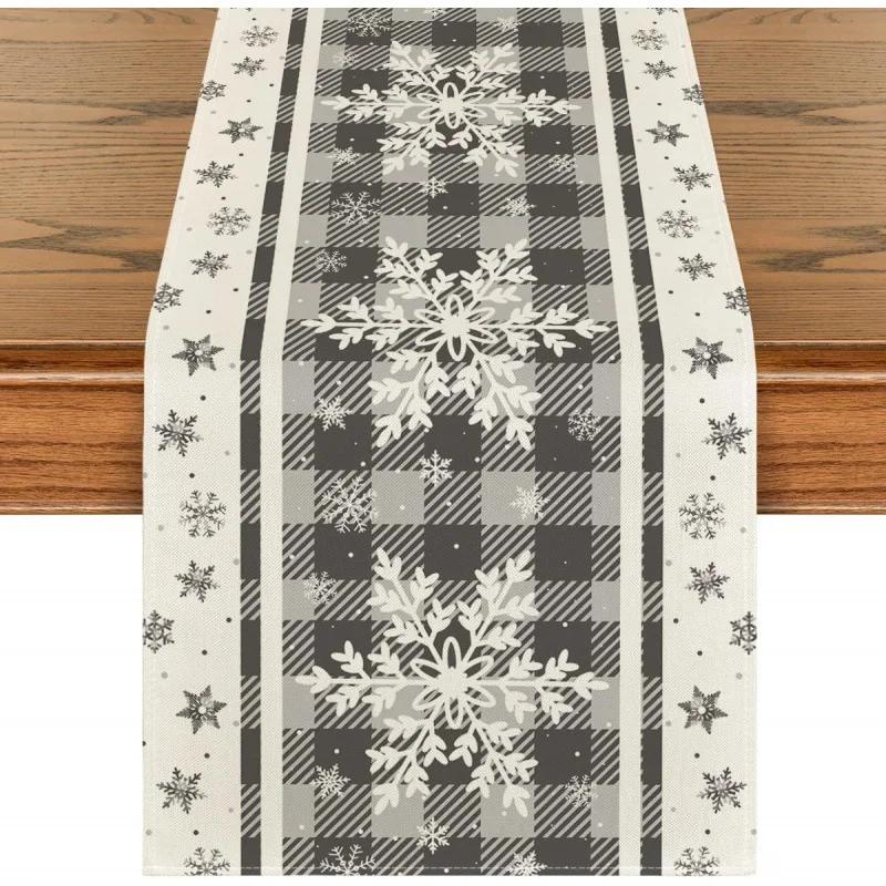 Christmas Table Runner Merry Christmas Decorations for Home 2024 Cristmas Table Flag Cover Navidad Noel Gift New Year Tablecloth