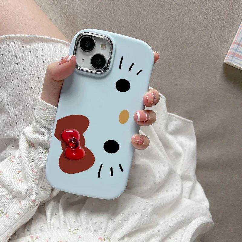 3D Bowknot Hello Kitty Ears Cover For Samsung Galaxy S25 S24 S23 S22 Plus Ultra S24 FE Note 20 A52 A35 A15 A25 A32 5G Phone Case