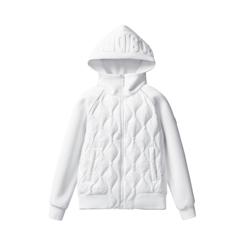 

New light down jacket women s short goose down autumn and winter fashion couple hooded sweater sports jacket tide L (67.5 kg-75 kg) белый