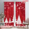 2pcs,2D Plane Printing Curtain Fabric Snowflakes Pine Versatile Polyester (without Rod) All Seasons Perfect for Bedroom, Office,
