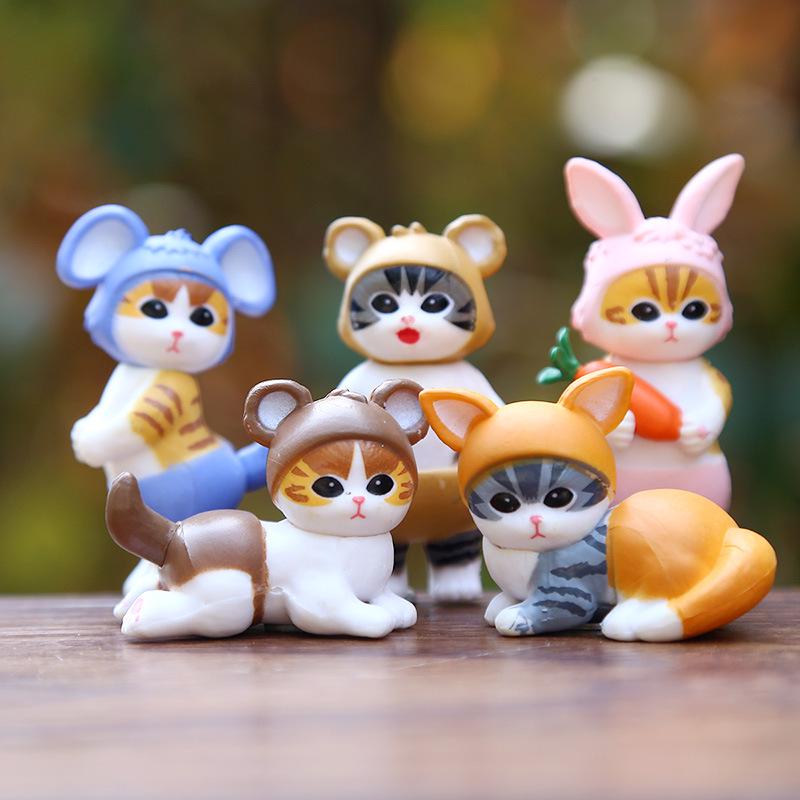 Japanese Cartoon Cat Plush Blind Box with Rabbit Ear Headgear - Cute Animal Ornament