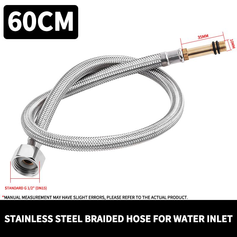 304 Stainless Steel Braided Anti-Burst Water Inlet Hose, Hot/Cold Pointed Tip Faucet Connector for Sink Basin, Universal Hose