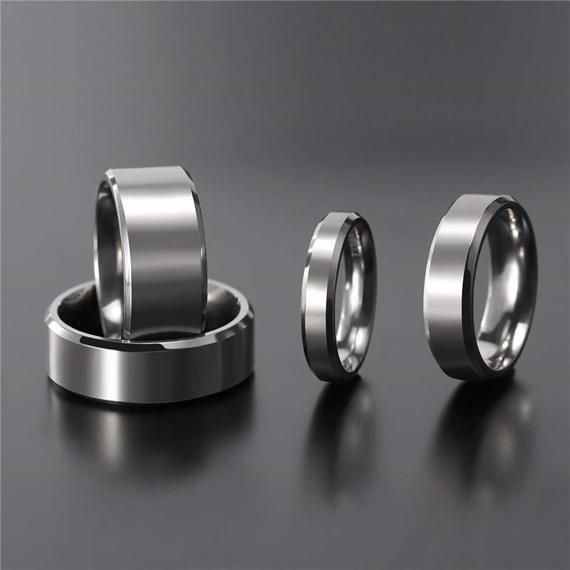 Tigrade 4/6/8/10mm Silver Color Men's Titanium Ring Brushed Man Wedding Band Engagement Rings Male Jewelry Couple Anel Feminino