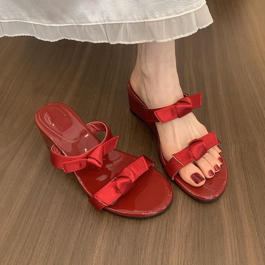 

Slope heel leopard print small cool slippers fairy shoes high heel strappy holiday sandals 40 леопард друку кольору