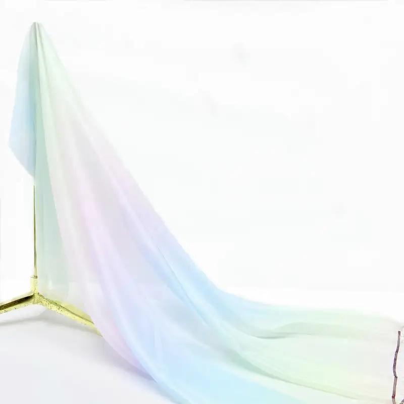30D Szyfon Tencel Kolor Gradientowy Cienka Tkanina Ubrania Sceniczne Sukienki Koszule DIY Dekoracja Domu 100x150cm