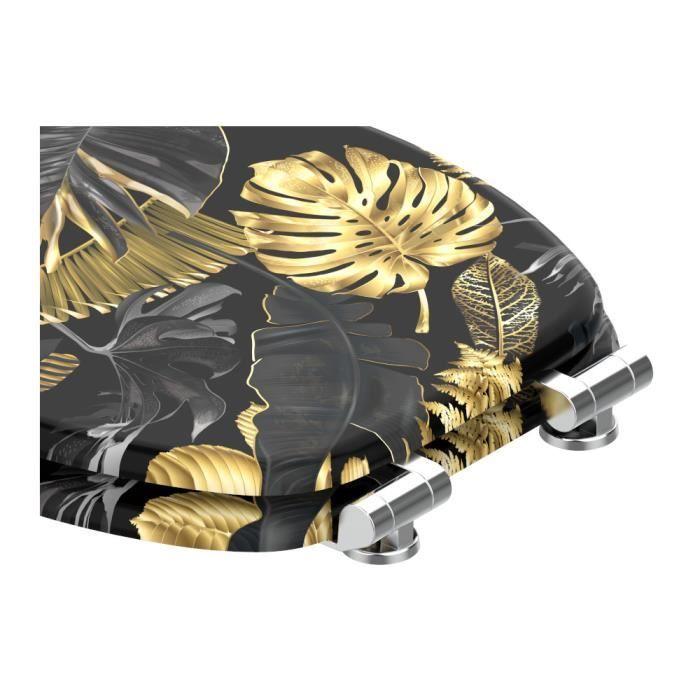 Toilet Seat - Golden Leaves - Soft Close - Wood - High-quality Finish - Easy Installation