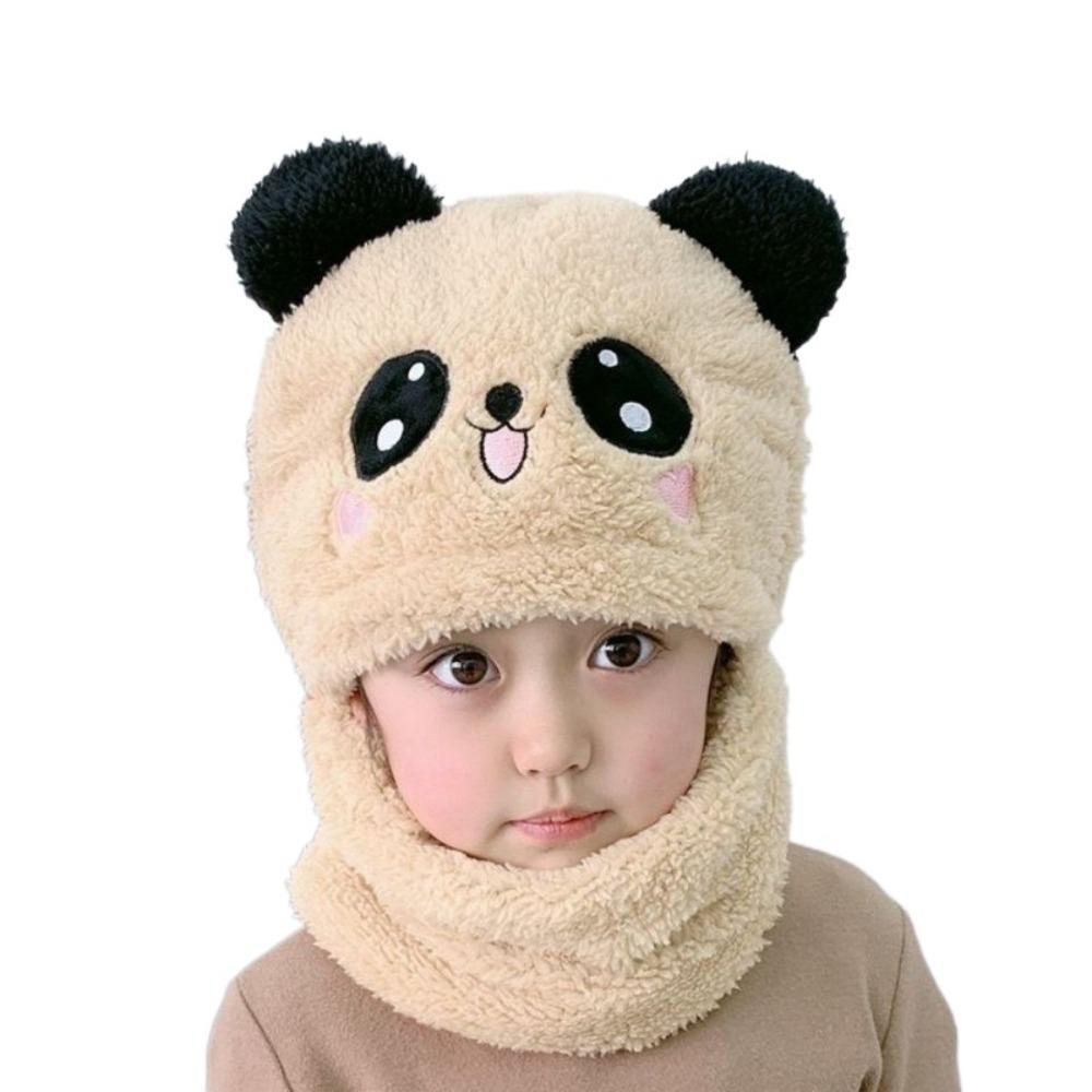 Embroidered Fleece Hat Plush Neck Gaiter Set Fashionable Children's Hats Boys and Girls
