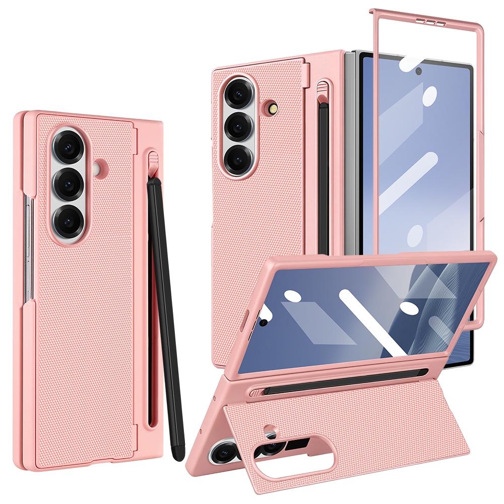 Robuste PC-Rückseite Handyhülle für Galaxy Z Fold 7/6 mit Touch-Stift inklusive Ständerhalter Handyhülle mit Bildschirmschutzglasfolie