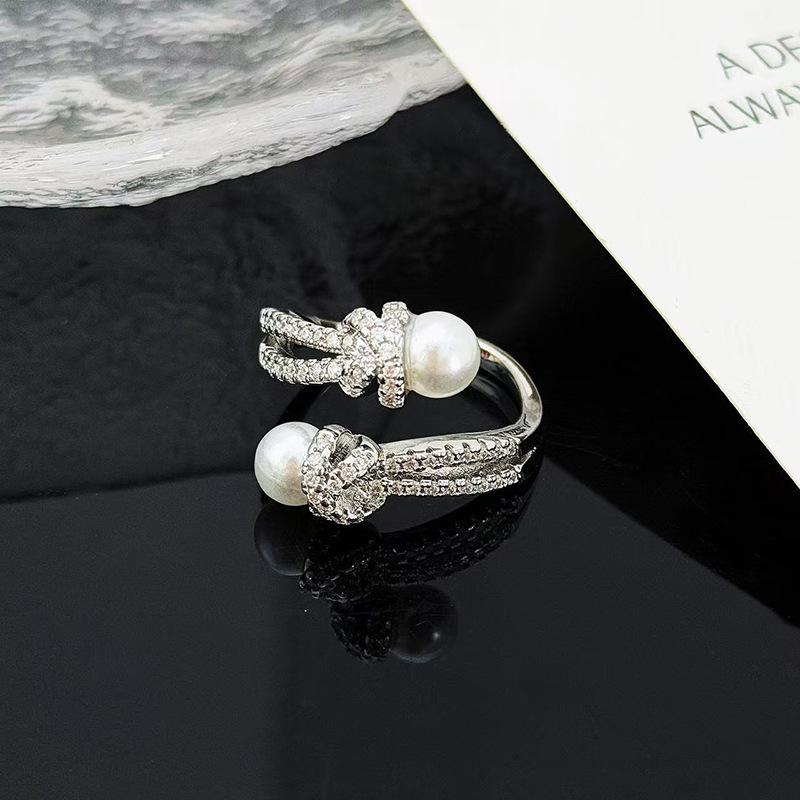 Leichter Luxus Mode Vierkantstern Super Fee Perle Zir*****Stift Ring Temperament Nische Hoher Sinn Exquisiter Ring