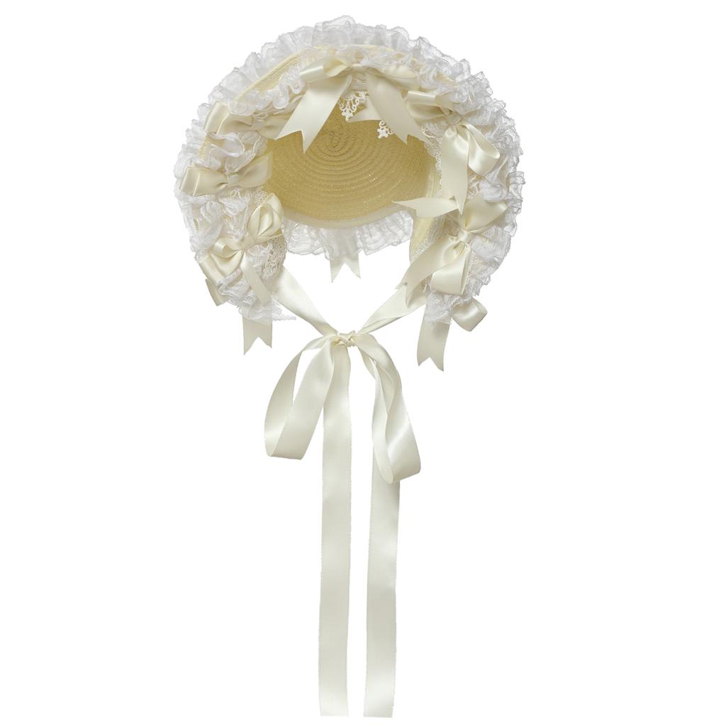 Lolita Lace Bonnet Hat Women Girl Victorian Party Straw Hat
