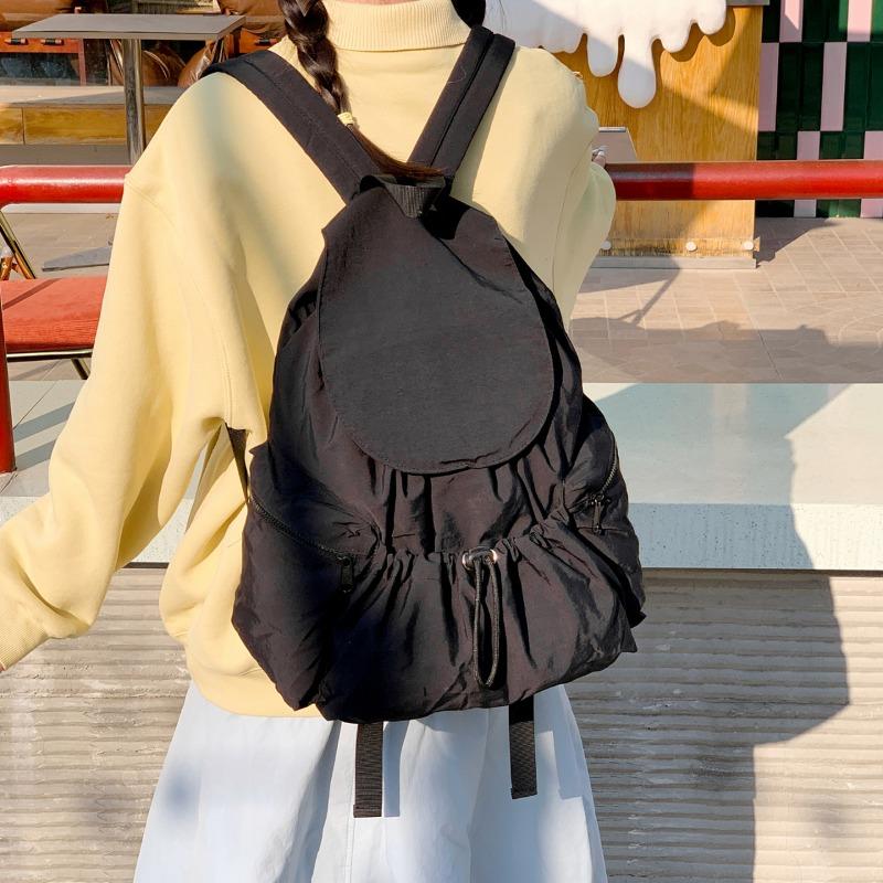 Korean Version of Fashionable Nylon Solid Color Schoolbag 2026 Spring New Versatile Lightweight Travel Bag Large-capacity Student Schoolbag