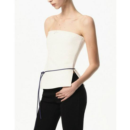 RA Minimalist Strapless Side Slit Top - Black/White