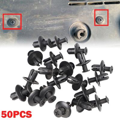 50pcs Black Retainer Clips Plastic Rivets Fasteners Push Clip for Hyundai/Mazda/Honda/Nissan