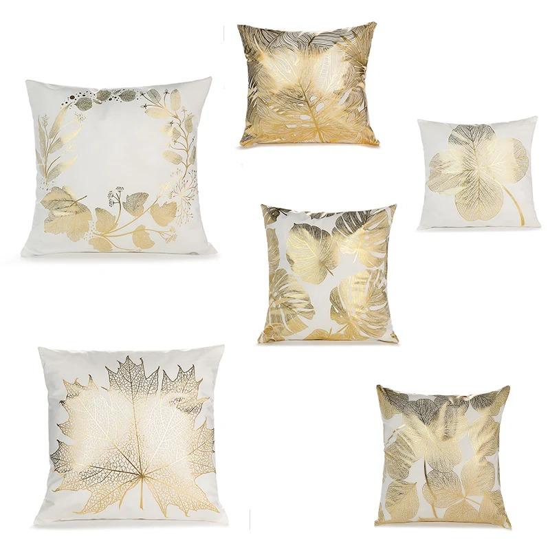 Luxury Black Gold Damask Cushion Cover Bronzing Peach Skin Pillowcase Geometric Throw Pillow For Sofa Living Room Home Decor