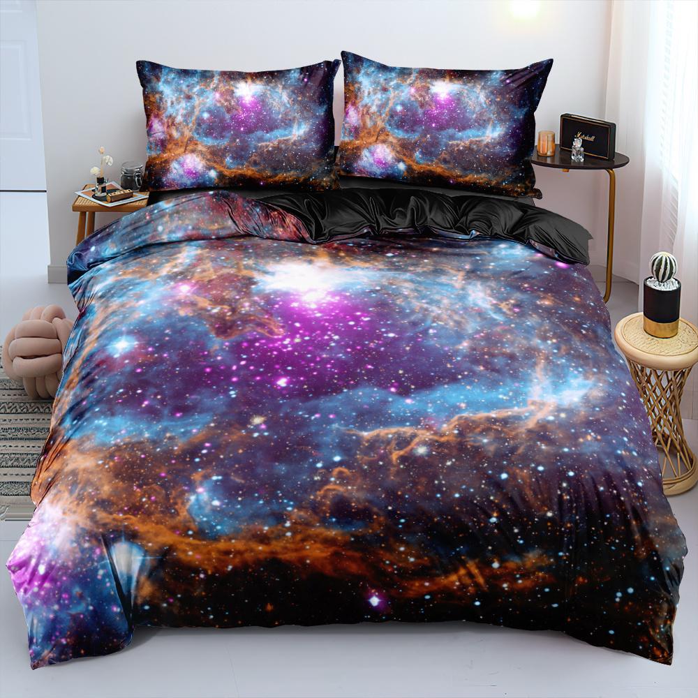 Luxury Galaxy Dark Blue Bedding Set Twin Full Queen King Size Duvet Cover Set Shining Stars Starry Sky Kids Adults Comforter Set