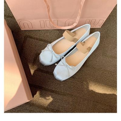 Flat Single Shoes Women's 2025 Spring New Bow Ballet Shoes Retro Shallow Mouth French Mary Jane Shoes Ladyshoes
