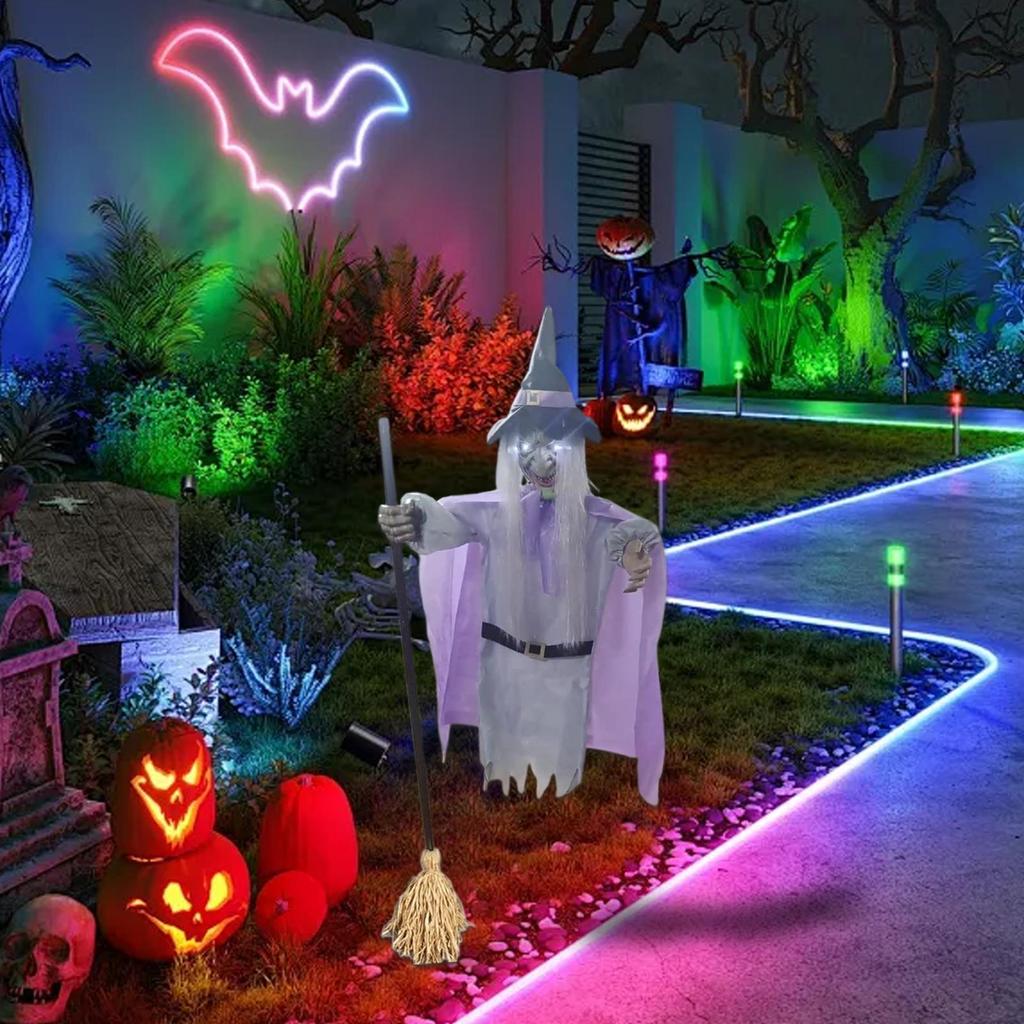 Hovering Witch Hovering Witch With Lights Sound And Touch Sensor Animated Festive Decoration Props For Patio Garden Activities