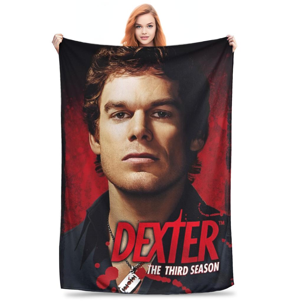 Dexter Morgan Movie Knitted Blankets Flannel Lightweight Thin Throw Blankets for Bed Bedroom Quilt