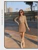 2024 Women's Autumn/Winter High-Waisted Retro A-Line Coffee Matte PU Leather Skirt