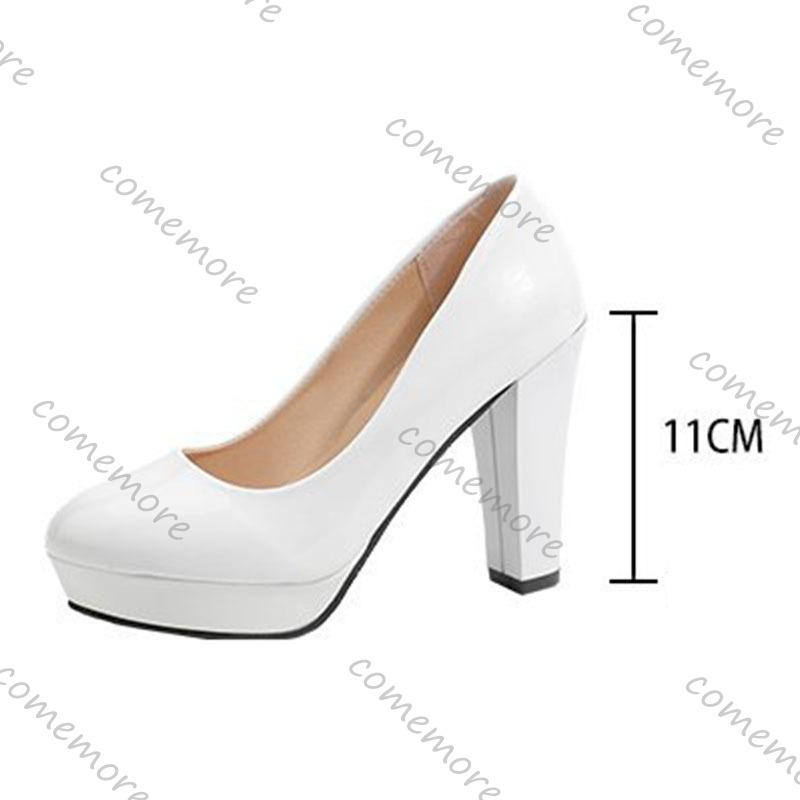 Fashion Comemore Fashion Women's High Heels Pointed Toe Shallow Chunky Heel Dress Pumps Slip on Plus Size Solid Shoes for Shoes Female