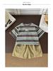 2025 Summer Boys' Pure Cotton Striped T-Shirt Set - Short & Half Sleeve Options