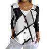 Women's Fashion Casual Knit Sweater Button-Up Plaid Patchwork Print Cardigan Jacket