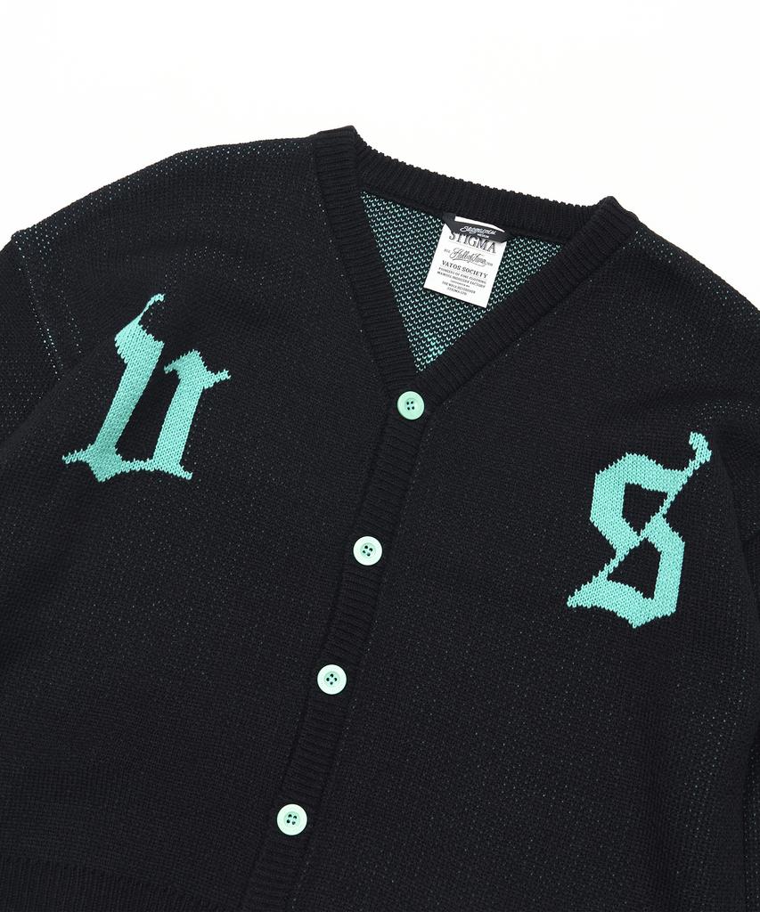 Stigma Old Letter Oversized Cardigan Black