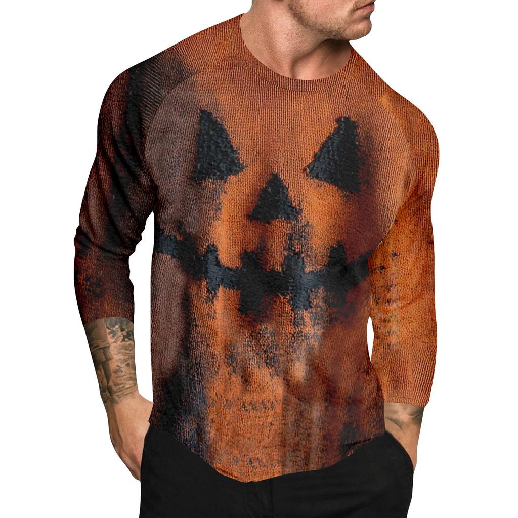 Halloween Print Raglan Sleeve Men's Long Sleeve Top