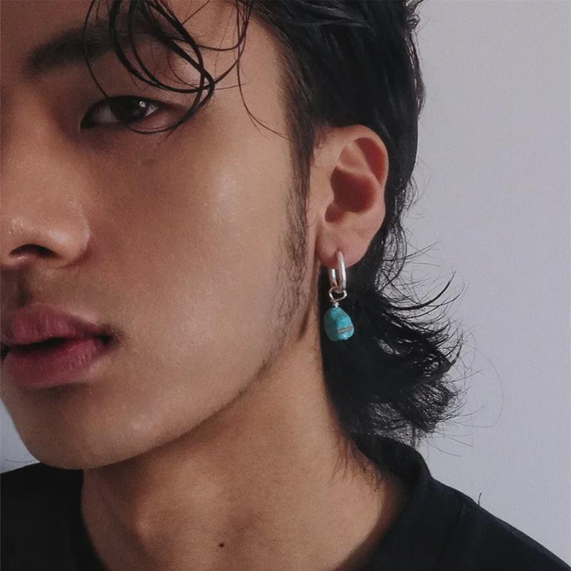 Original tibetischer handgefertigter blauer unregelmäßiger Ohrschmuck, Unisex ethnischer Stil Modeaccessoire.