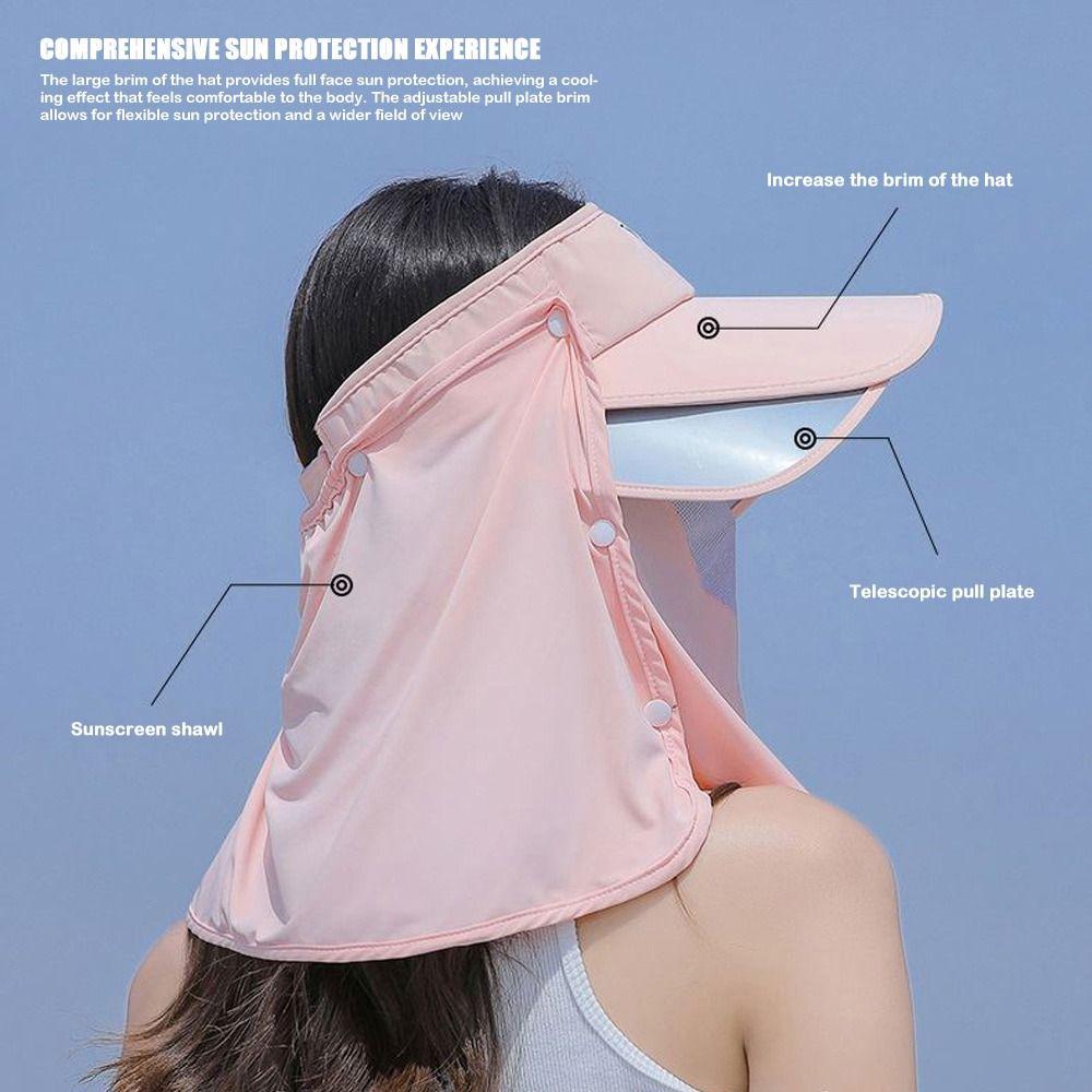 Retractable Wide Brim Beach Caps for Women Protect Neck Summer Hats Breathable Sun Hat  Outdoor