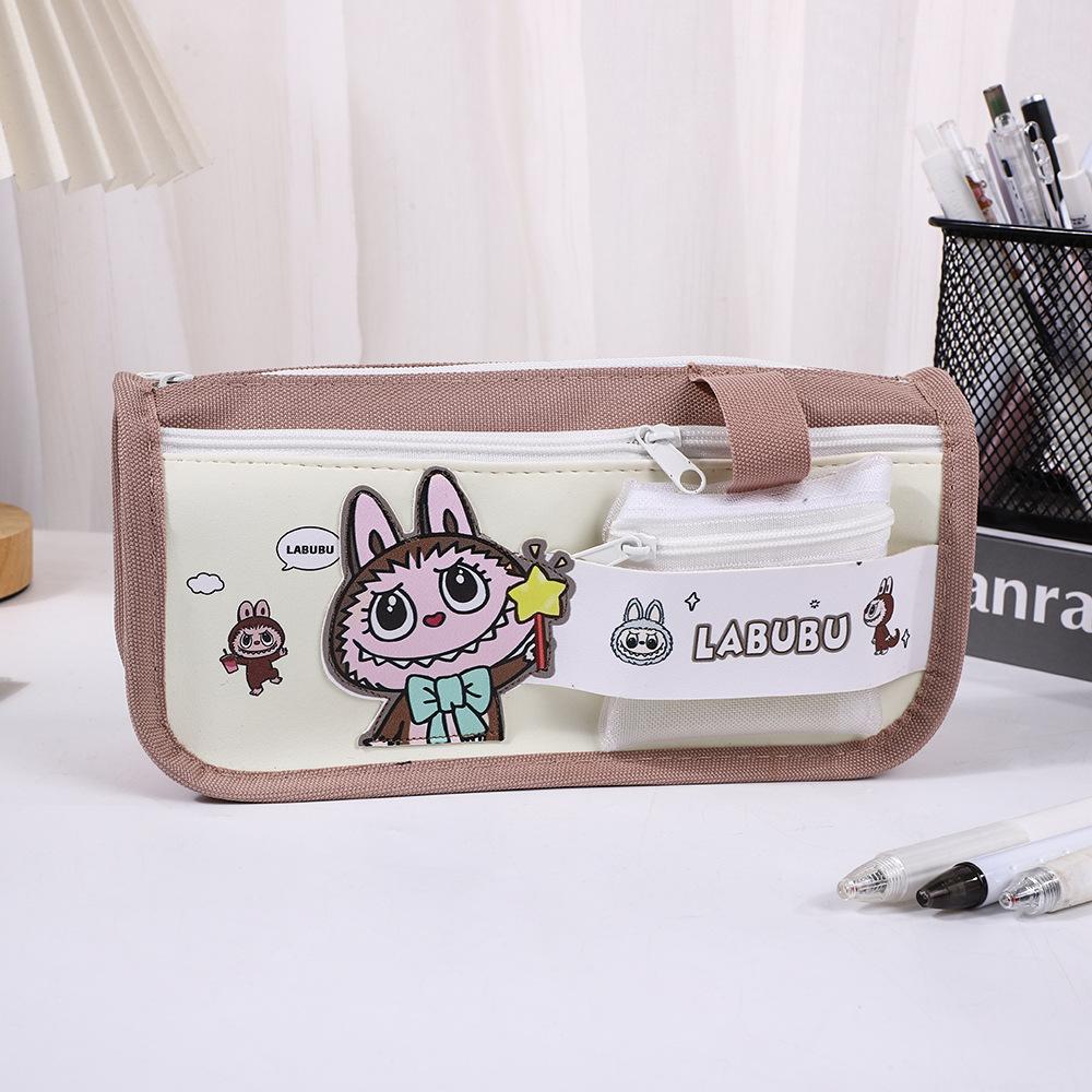 

Новый пенал большой вместимости, высокая ценность, мультяшная сумка для канцелярских принадлежностей в стиле инс, пенал для ученика начальной школы светло-коричневого