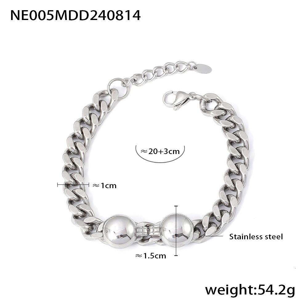 Chic European & American Fashion Stainless Steel Necklace & Bracelet Set - Light Luxury Decorative Chain