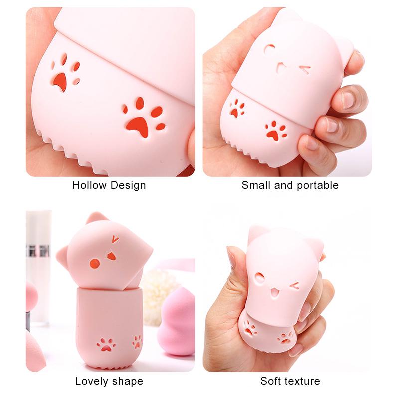 Mini Makeup Sponge Egg 10 Colors Cosmetic Puff Cute Silicone Powder Puff Drying Holder Make Up Tool