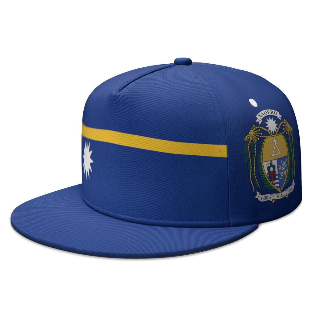 Nauru Free Custom Made Number Team Logo Flat Brimmed Cap Nru Country Travel Fishing Naurun Nation Republic Flag Hip-hop Hat