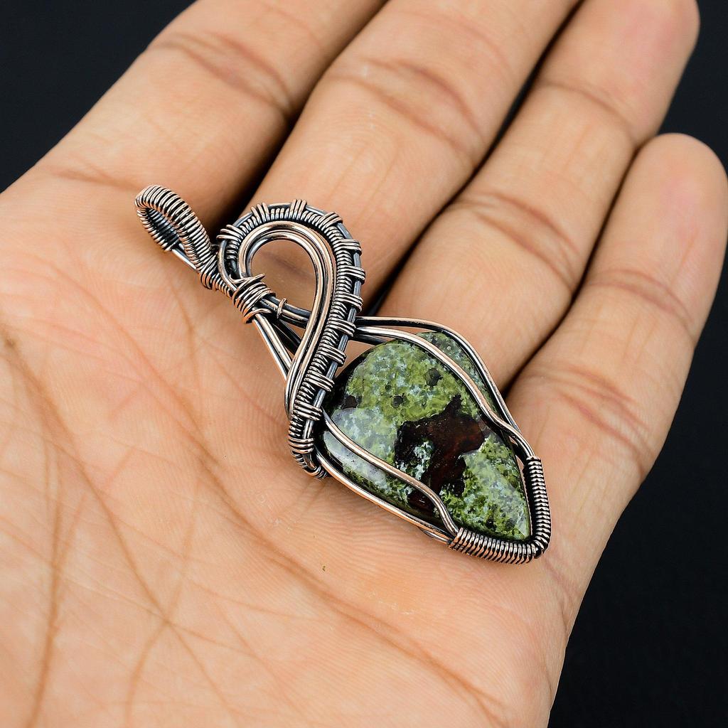 Dragon Blood Jasper 999 Copper Wire Wrapped Pendant, Handmade Gemstone Pendant Jewelry, Gifts For Wife Brand New Pendant