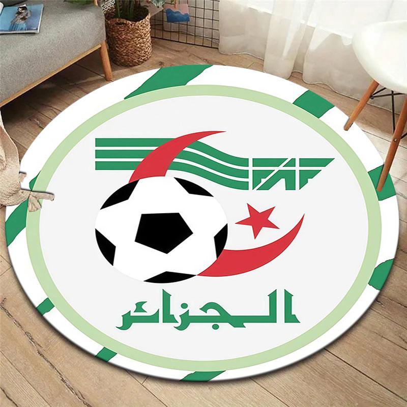 Algeria National Football Team Round Area Rug,Carpet Rug for Living Room Bedroom Sofa Playroom Decor,Non-slip Floor Mat