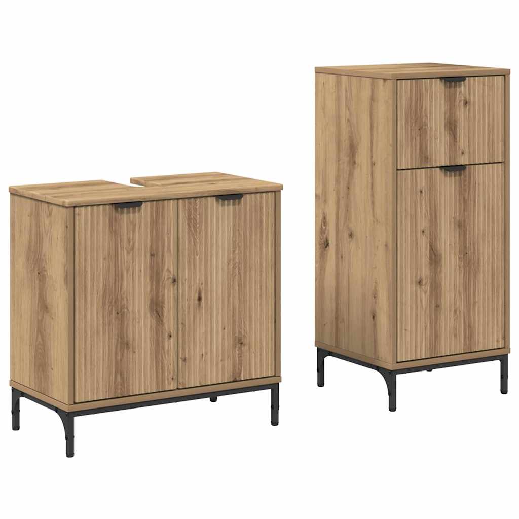 Bathroom Furniture Set 2 pcs Artisan Oak Plywood and Metal