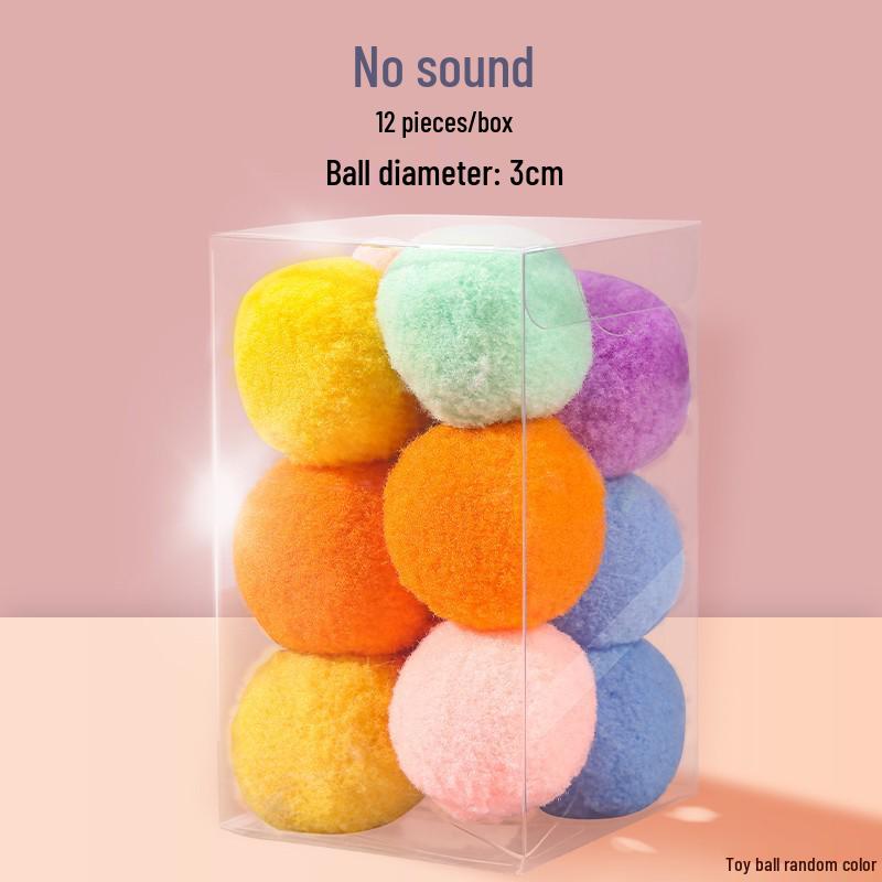Cat Toy: Bite-Resistant Silent Plush Ball Teaser Wand for Self-Play and Boredom Relief