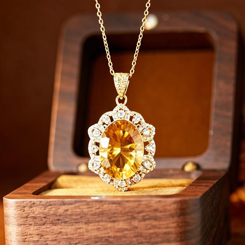 Millennium Cut Amethyst & Citrine Necklace in S925 Sterling Silver
