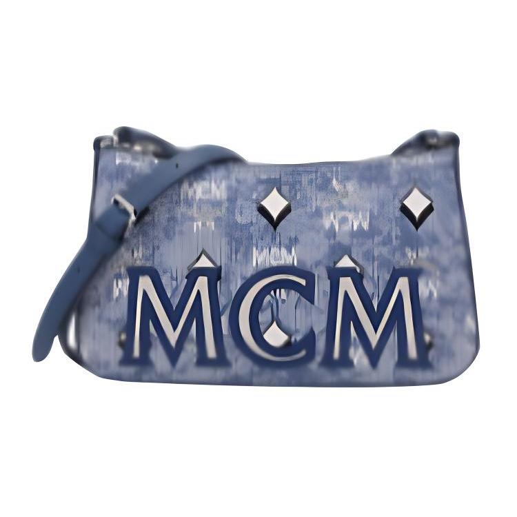 New MCM Coated Canvas Shoulder Bag, Crossbody Bag Mini Women's Blue MWSBATQ01LU001