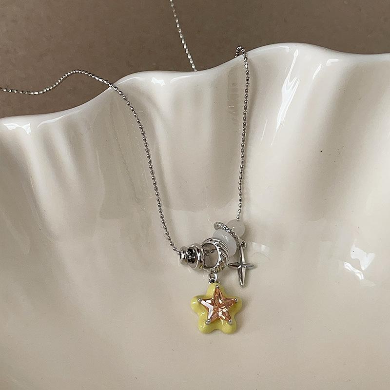 Long Tassel Necklace Water Droplet Star Shaped Heart-shaped Multi Pendant Sweet and Cool Fashionable Versatile Collarbone Chain