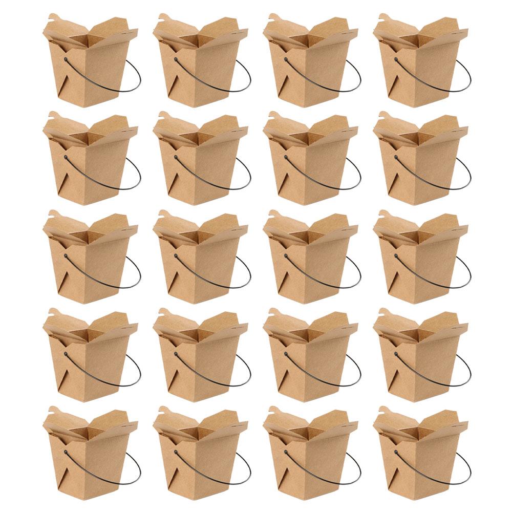 20 Pcs Portable Take out Snack Boxes High Grade Paper Food Containers for Chinese Take Out Baked Fried Snacks Safe for Popcorn