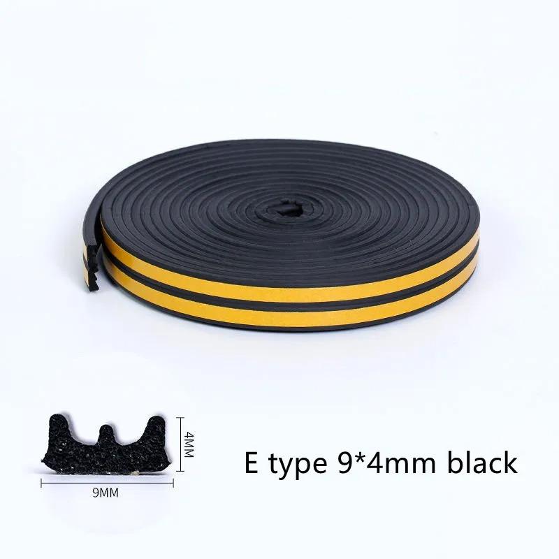 

D-Type Self-Adhesive Door Window Seal Strip Soundproof Rubber Foam Weatherstrip Collision Prevention Windproof Dustproof Seal Strip E shape (9mm*4mm) чорний