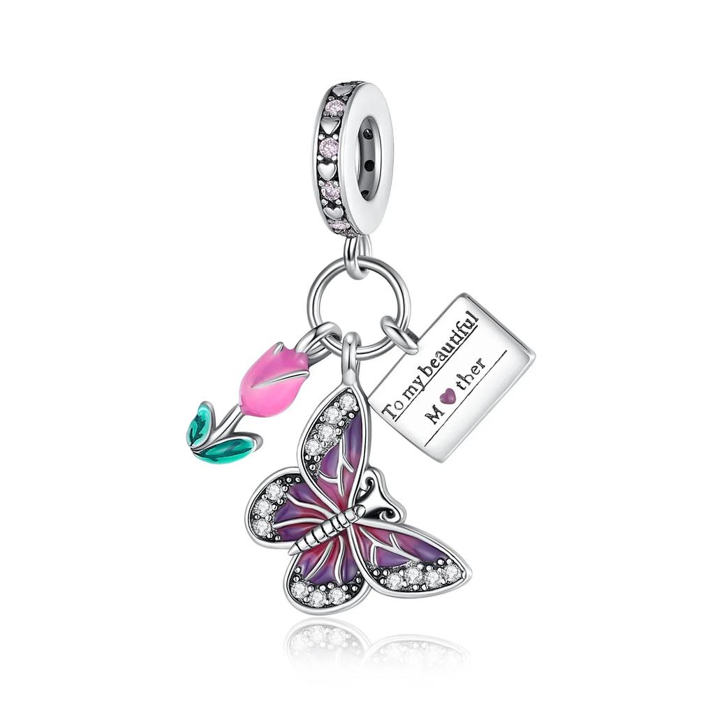 Sparkling Purple Charm Bead Components Copper Metal Jellyfish Birthday Pendant Bead Component Bead Component Compatible Authentic Original Bracelet
