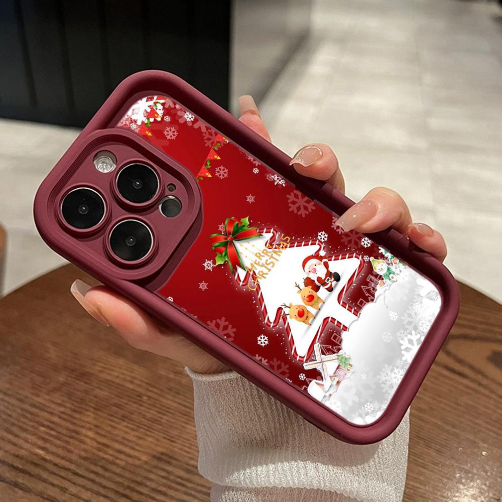 Ae114 Merry Christmas Christmas Tree Art Phone Cases for iPhone 16 14 13 11 Pro Max 15 7 8 6s Plus 12 Mini XR XS Max Angel Eye Ladder Protective Cover