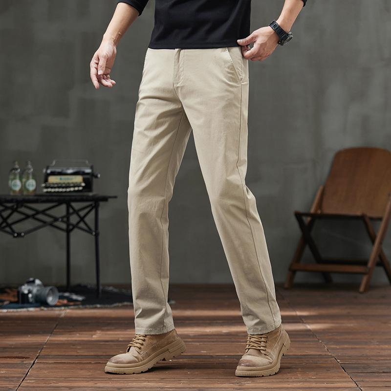 

Весна/лето Новые мужские легкие роскошные качественные повседневные деловые свободные прямые брюки из чистого хлопка модные брюки 36 хаки