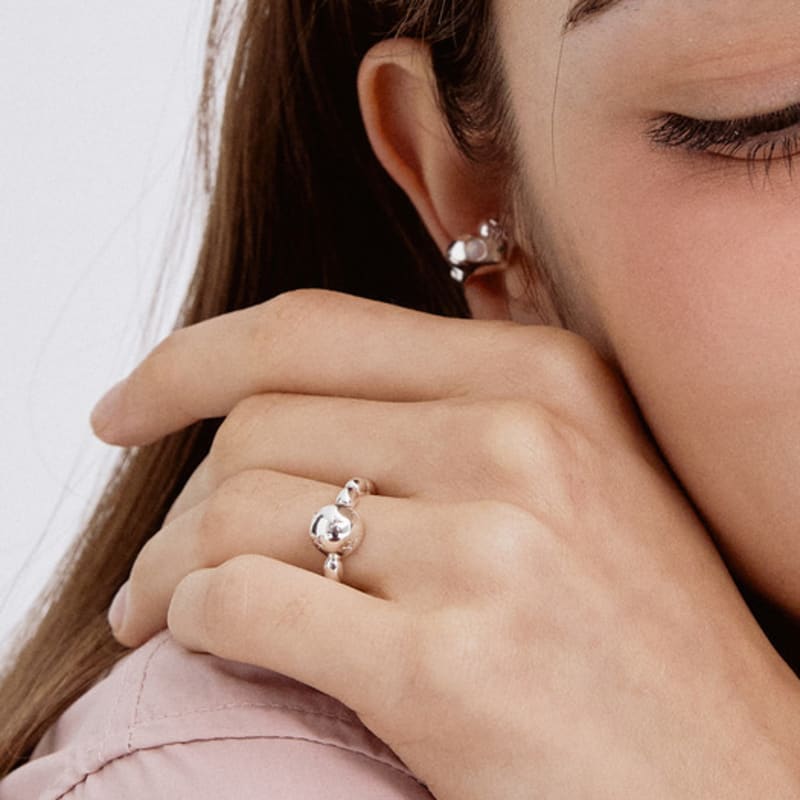 Tatiana (SILVER925) Glitter Draw Ball Ring CR1813