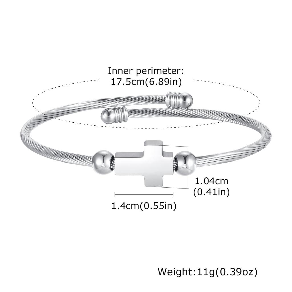 Stylish Cross Bangles for Men Boys,Glossy Stainless Steel Cuff Bracelet ,Faith Prayer Jewelry